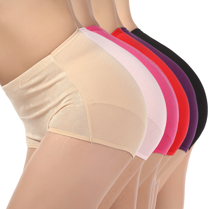 Free shipping Women's cotton modal XL Panties abdomen drawing butt-lifting high waist body shaping panties