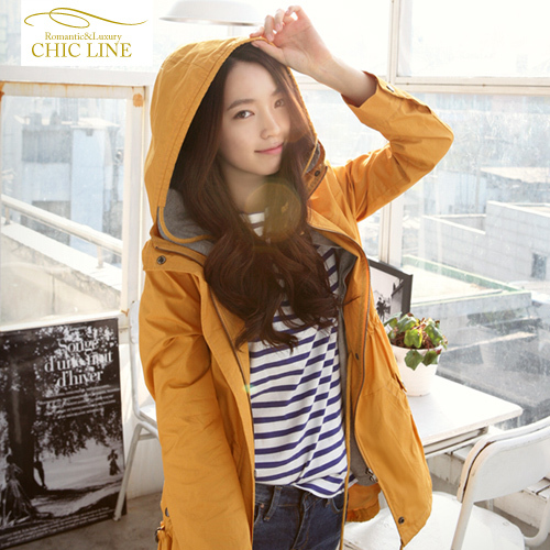 Free Shipping Women's  cotton   outerwear 2013  with a hood trench twinset  new arrival j1