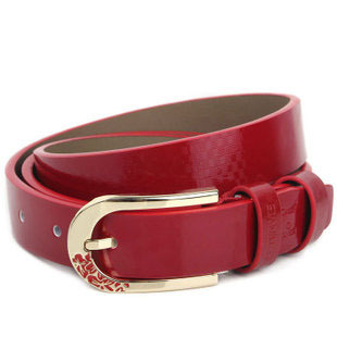 free shipping women's cowhide fashion genuine leather strap red and black belt