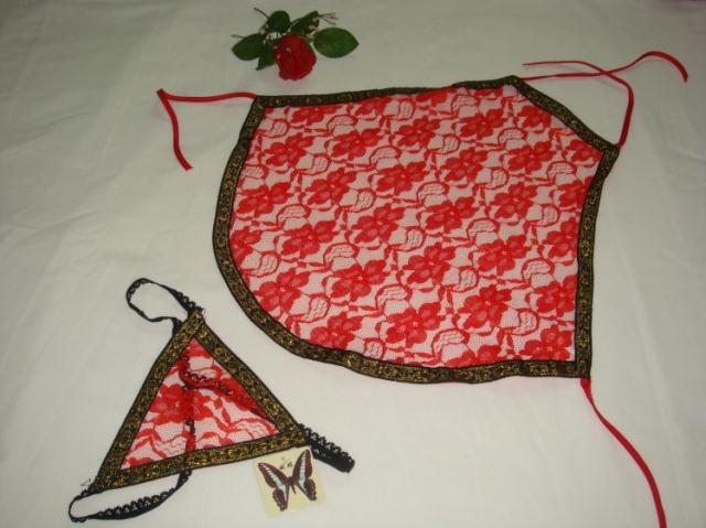 Free shipping Women's cutout lace transparent sexy apron set flower gauze bellyached