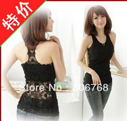 Free Shipping Women's Dress Lace hollow camisole bottoming shirt Vest