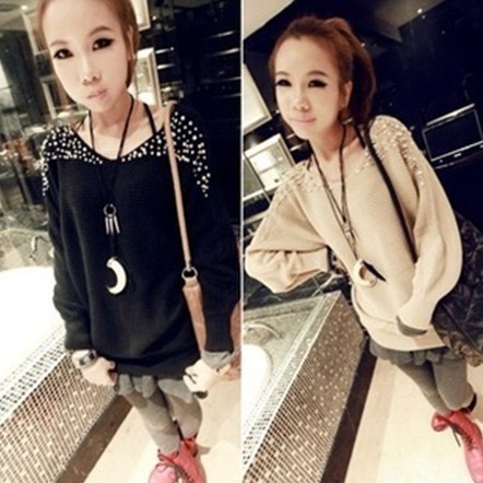 Free shipping women's elegant pearl beading long-sleeve  sweater   --J20