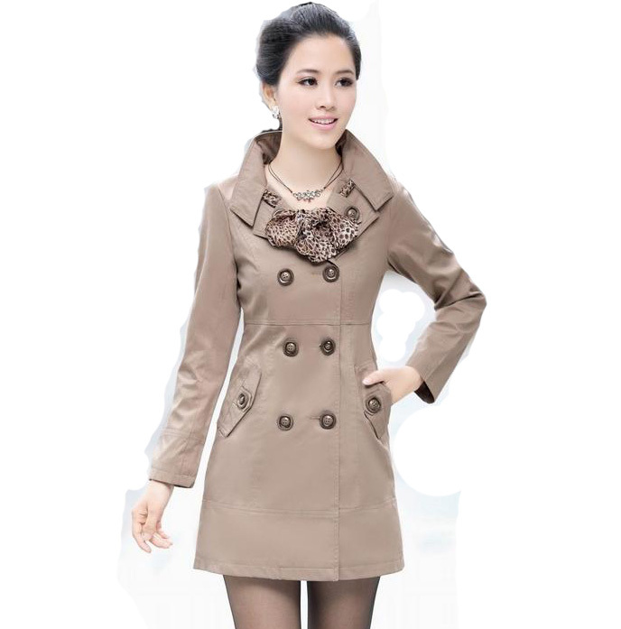 Free Shipping Women's Fashion Autumn and Winter Outwear,Women's Casual Long Coat,Ladies Cotton Slim Windbreaker