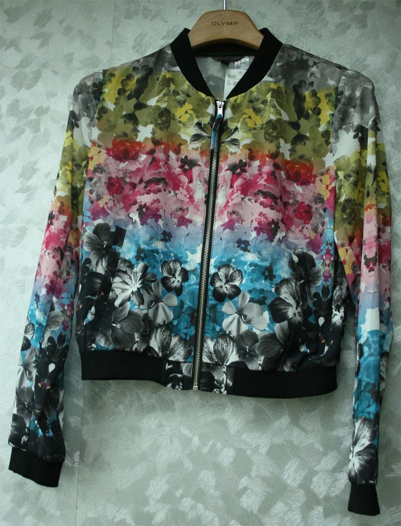 Free Shipping Women's Fashion Brand Autumn New Chiffon Floral  Pilot Casual Jacket Coat Ladies Autumn Tops  8684