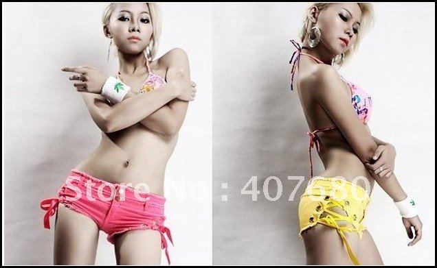 free shipping women's fashion ds nightclubs sexy hot shorts low waist costumes pole dance shorts cross buckle fastener