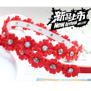 Free Shipping, Women's Fashion Folwer Rhineston Thin Leather Belt Waistband 1037