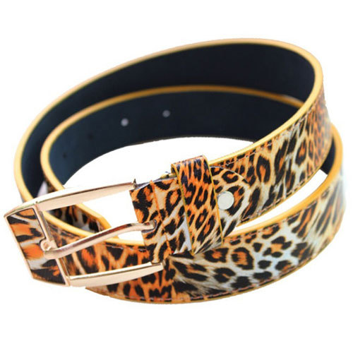 Free Shipping, Women's Fashion Leopard Print PU Thin Leather Belt Waistband