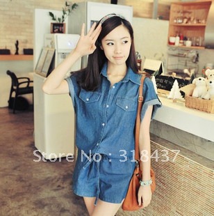 FREE SHIPPING Women's  Fashion Loose Denim  Jumpsuit, 2012