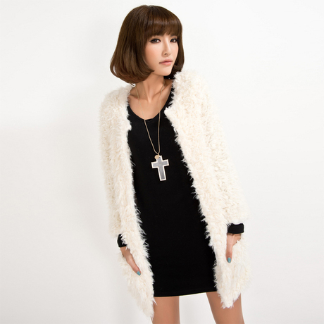 Free shipping women's fashion medium-long cashmere overcoat female o-neck fur outerwear