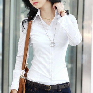 Free shipping Women's   fashion OL's classic cotton long sleeve shirts white  formal blouse   js926