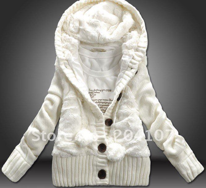 free shipping women's fashion sweaters cardigan short coats with hat warm single-breasted thicken outwear mix order.