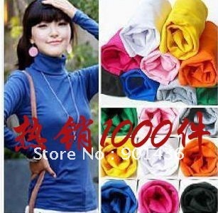 Free shipping!!!women's fashion turtleneck Bottoming shirt long cleeve pullovers colorful