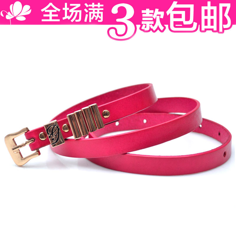 Free shipping Women's first layer of cowhide strap fashion wind multicolour thin belt genuine leather belt