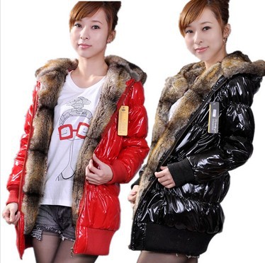 Free Shipping Women's Fur Collar Candy Color Jacket Medium-long Winter Cotton-padded Jackets Coat Woman Winter J-S8
