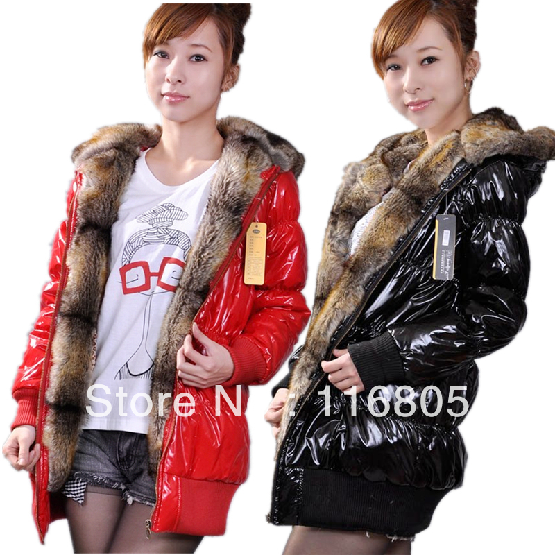 Free Shipping Women's Fur Collar Candy Color Jacket Medium-long Winter Cotton-padded Jackets Coat Woman Winter J-S8