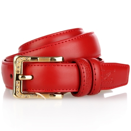 Free shipping    women's genuine leather belt pin buckle strap cowhide belt red