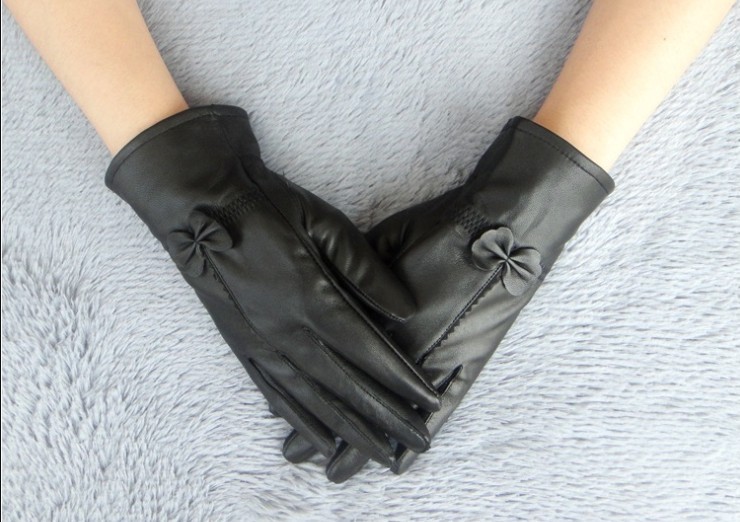 Free Shipping Women's Genunie Sheep Skin Leather Gloves Winter Glove Keep Warm Glove