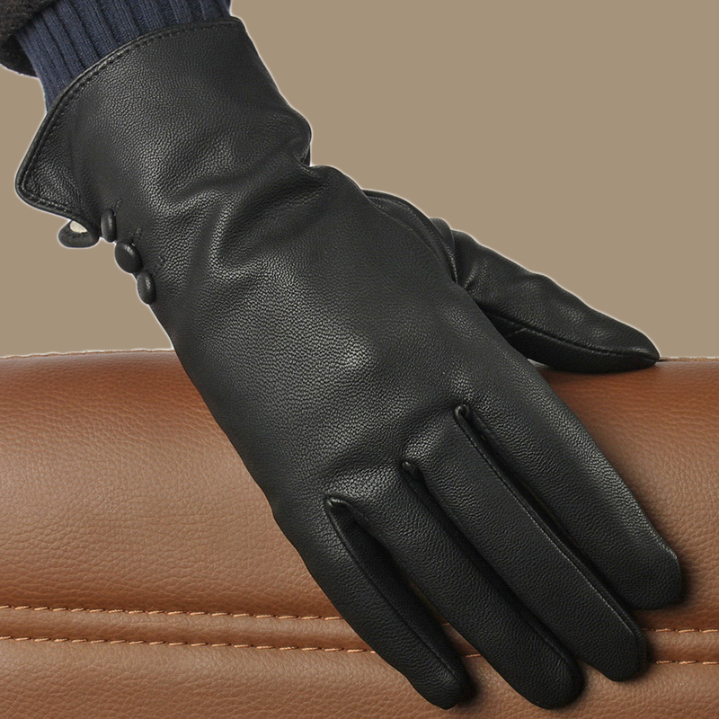 Free Shipping Women's gloves long design thermal women's winter leather gloves
