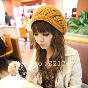 Free shipping/women's hat Female autumn and winter hollowed-out knitted cap/J-WMZ014