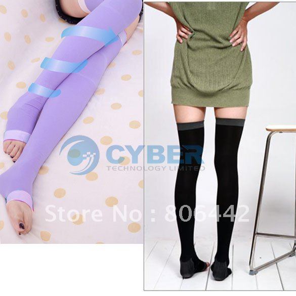 Free Shipping Women's Japan Slim Sleeping Beauty Leg Shaper Compression Burn Fat Thin Socks Stockings