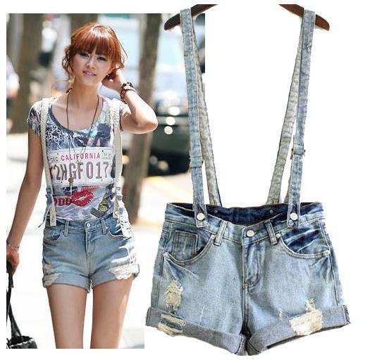 Free Shipping Women's jeans skirt with shoulder-straps