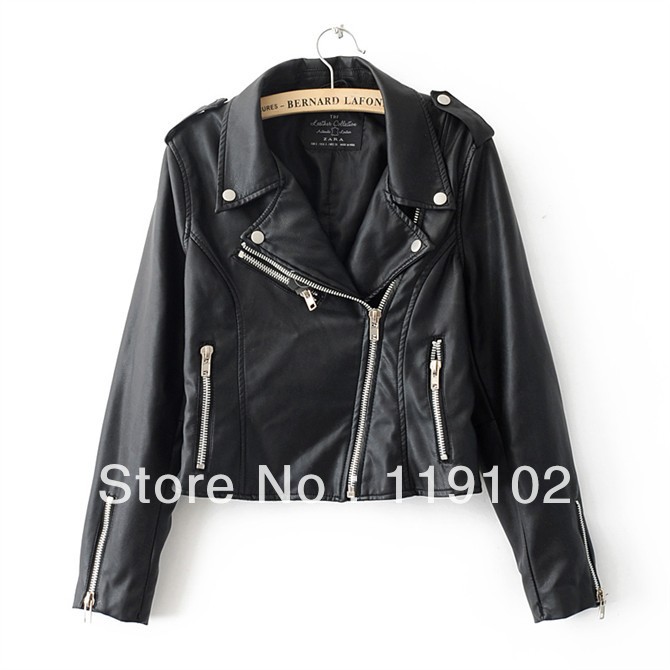 free shipping! Women's Korea Fashion PU Leather Jacket Zipper Slim Punk handsome lady coat outwear Drop Shipping New