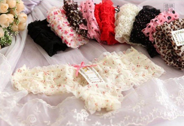 Free shipping! Women's lace floral high-waisted Panties sexy lacy underwears colorful  lolita style The temptation of loom