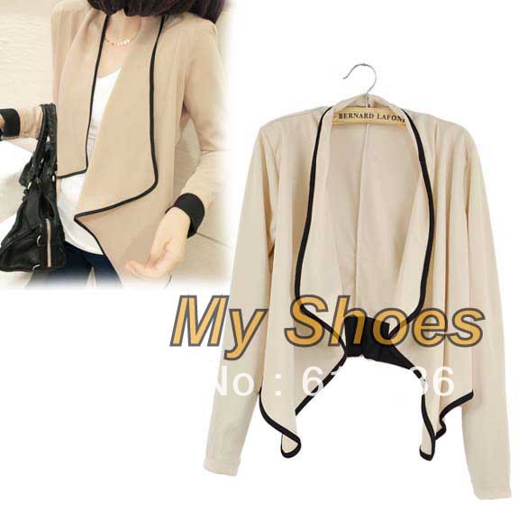 Free Shipping Women's Ladies Long Sleeve Shoulder Pad All-Match Loose Short Jacket Coat 7983