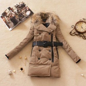 Free shipping women's large fur collar slim fashion medium-long thickening down coat khaki orange black winter parkas outerwear