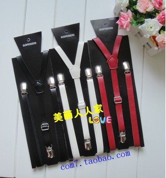 Free Shipping women's leather Clip-on Braces,men's Suspenders,leather suspenders,width 1.5cm,4colors,wholesale 10pcs/lot