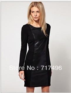 Free shipping Women's leather skirt dress Vintage bottom dress three size