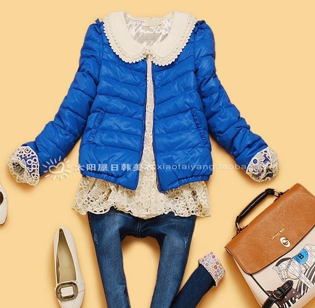 free shipping ! Women's lovely candy color bud silk splicing cotton-padded jacket small coat
