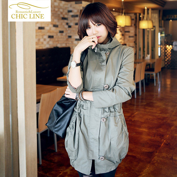 Free Shipping Women's New arrival 2013   loose detachable cap long-sleeve zipper trench outerwear