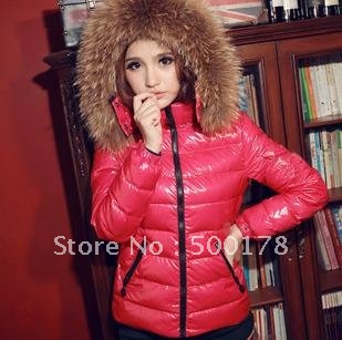 Free shipping, Women's new fashion winter warm duck down coat ladies' short style fur hooded down jacket  AC517