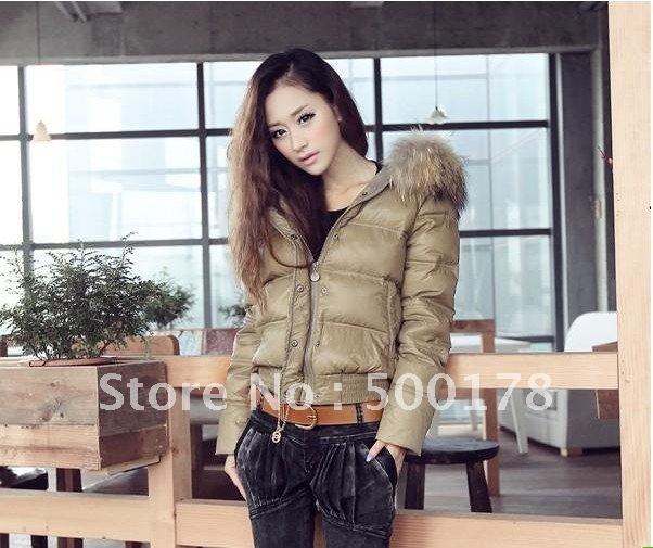 Free shipping, Women's new fashion winter warm duck down coat ladies' short style fur hooded thicken down jacket  AC518