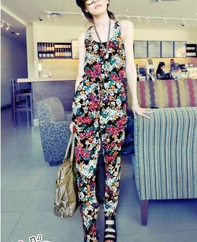 Free shipping Women's Pants/Siamese Trousers/Jump-suit Mashup Casual Harem Pant Leopard
