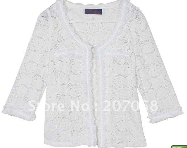 Free shipping women's Plus size clothes lace cutout fifth sleeve short design cardigans