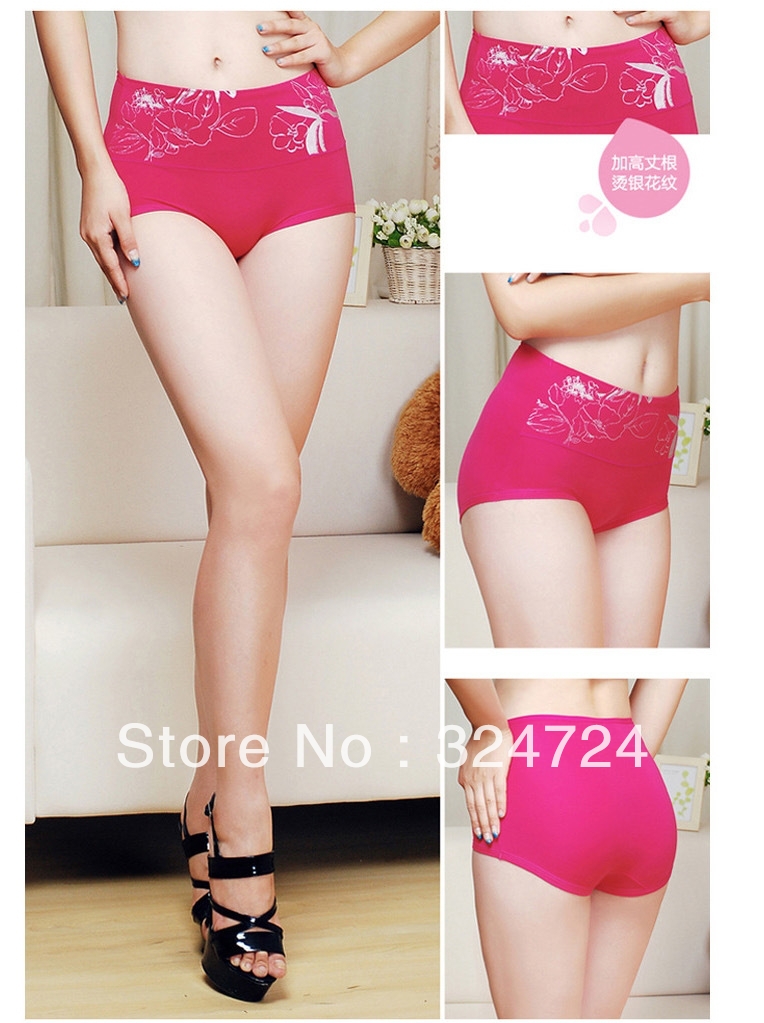 Free shipping  women's Plus Size High Waist Abdomen Mention Hip Boday Shape Underwear bamboo PantiesVariou Colors