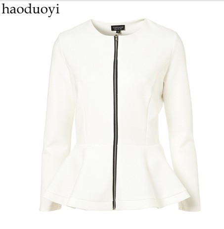 Free shipping Women's Ruffles Coat White Black Zip Up Overcoats Victoria 6 Colors Outerwear Ladies Leasure Wear