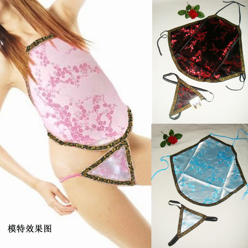 Free shipping Women's sexy apron underwear set national trend belt t spaghetti strap apron temptation