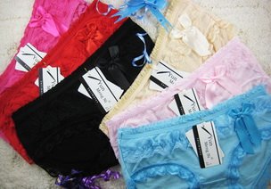 Free shipping!! Women's sexy bowknot underwear soft briefs 95%bamboo fiber panties 6pcs/lot