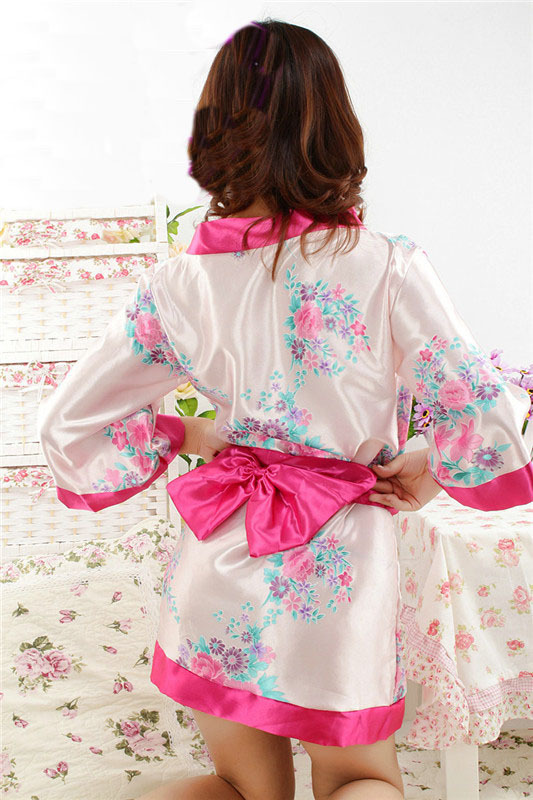 Free shipping Women's sexy japanese style costumes soft screen tender chiffon yarn kimono style robe