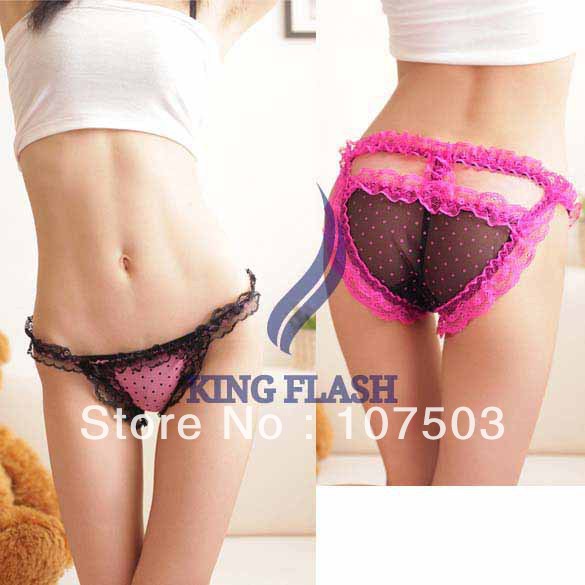 Free shipping Women's Sexy Polka Dots Underwear Lace Briefs Panties Sexy Lingerie 4 colors 9245