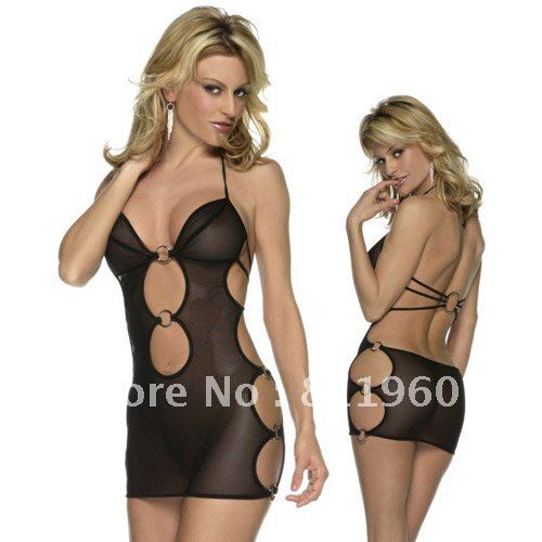 FREE SHIPPING Women's Sexy Underdress Black Nighty One-piece Bustiers G-string Lingerie Skirt