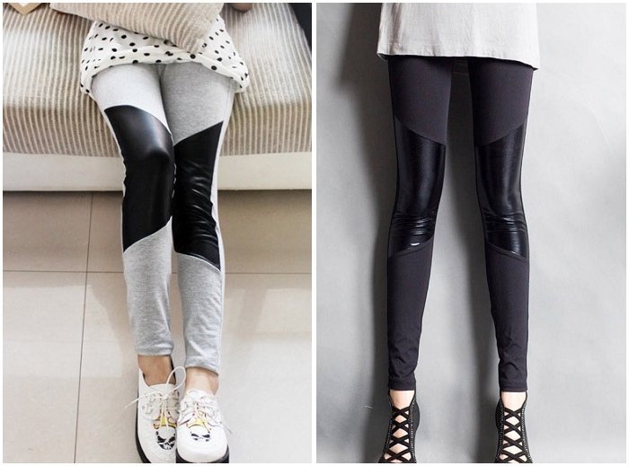 Free Shipping / Women's shiny leggings / Tights Stockings / black and grey / Split joint / Wholesale