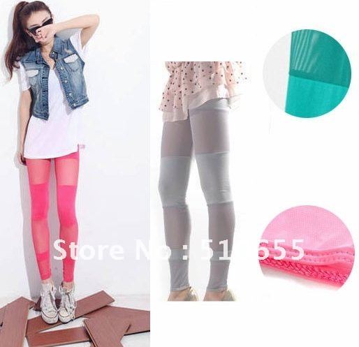 Free Shipping / Women's shiny leggings / Tights Stockings / Candy Color / Split joint / Wholesale