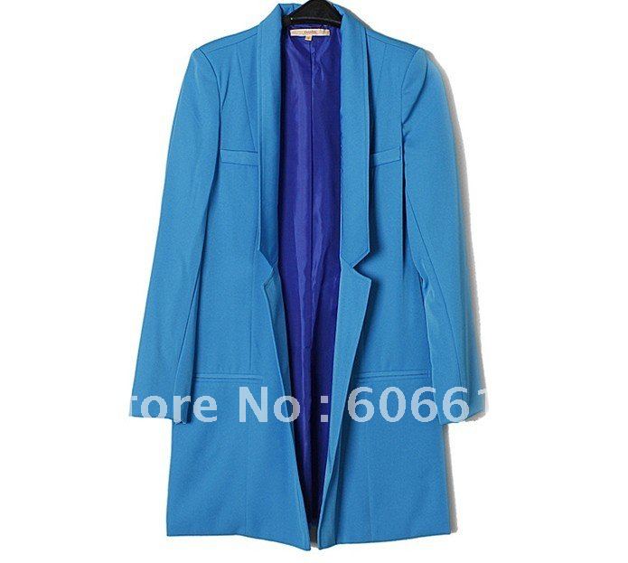 Free Shipping Women's Slim Fit Trench Coat Candy Color Of Wind Coats Long Sleeves Autumn Outerwear Casual outerwear 3Pcs/lot