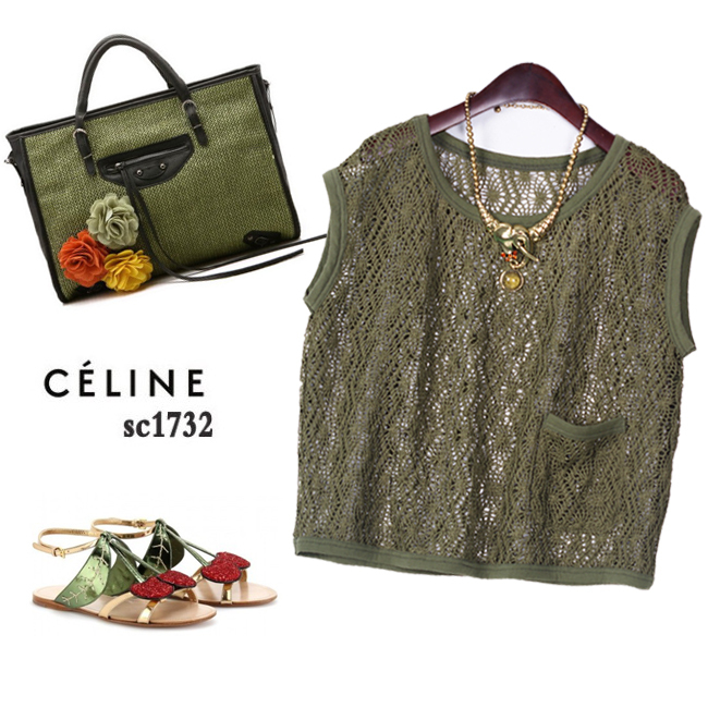 free shipping Women's spring and autumn fashion cutout green thin knitted net shirt sweater