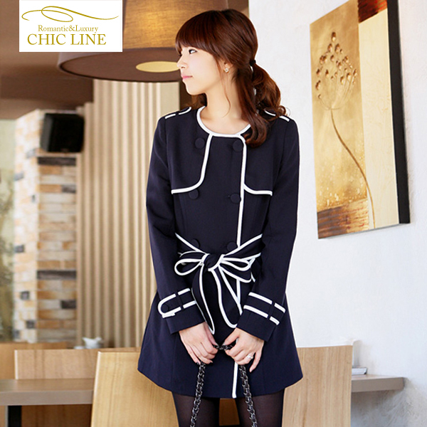 Free Shipping Women's Spring  overcoat line o-neck long-sleeve slim outerwear 2013  new arrival