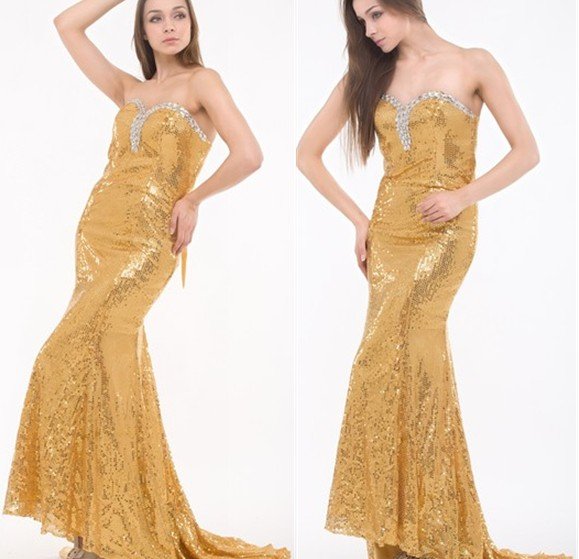 Free shipping, Women's Strapless Long Sequins Dress Prom Ball Cocktail Wed evening party Gowns LF053